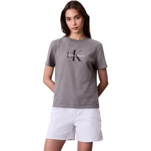 Calvin Klein Women’s Short Sleeve Round Neck Hero Classic Monologo T-Shirt, Grey (B30 Grey Heather), L Calvin Klein Women’s Short Sleeve Round Neck Hero Classic Monologo T-Shirt, Grey (B30 Grey Heather), L
