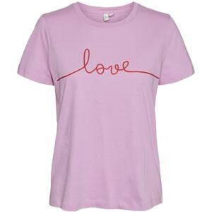 VERO MODA Women's Vmkami S/S O-Neck T-Shirt JRS BTQ Top, Pastel Lavender/Print: Tonado Love, S VERO MODA Women's Vmkami S/S O-Neck T-Shirt JRS BTQ Top, Pastel Lavender/Print: Tonado Love, S