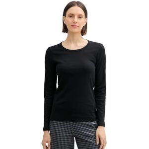 TOM TAILOR Women's 1044138 Basic Long-Sleeved Shirt, 14482-Deep Black, M TOM TAILOR Women's 1044138 Basic Long-Sleeved Shirt, 14482-Deep Black, M