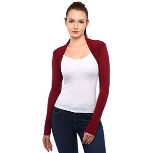 AmélieBoutik Women Long Sleeve Bolero Shrug Cropped Open Front Cardigan Jacket, Burgundy, Small AmélieBoutik Women Long Sleeve Bolero Shrug Cropped Open Front Cardigan Jacket, Burgundy, Small