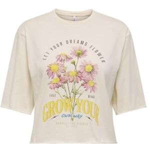 ONLY Women's Onllucy Life S/S Flowers Top Box JRS, Tofu, XL ONLY Women's Onllucy Life S/S Flowers Top Box JRS, Tofu, XL