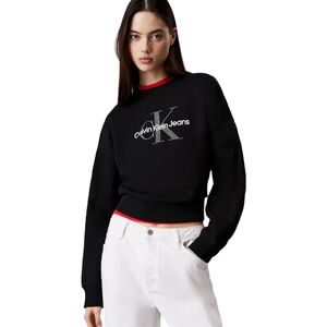 Calvin Klein Women’s Round Neck Monologo French Terry Sweatshirt, Black (Black), XS Calvin Klein Women’s Round Neck Monologo French Terry Sweatshirt, Black (Black), XS