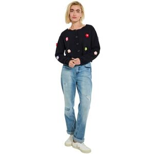 Joe Browns Women's Button Through Floral Cardigan, Regular, Black, UK M/L Joe Browns Women's Button Through Floral Cardigan, Regular, Black, UK M/L