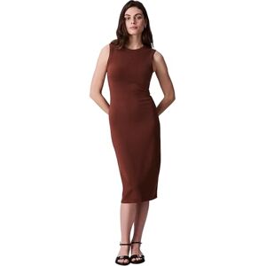 Calvin Klein Women’s Contour Rib Midi Bodycon Dress, Brown (Cappuccino), L Calvin Klein Women’s Contour Rib Midi Bodycon Dress, Brown (Cappuccino), L