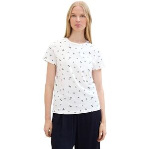 TOM TAILOR Women's 1042673 Basic T-Shirt with All-Over Print, 36375-Tiny White Floral Design, XL TOM TAILOR Women's 1042673 Basic T-Shirt with All-Over Print, 36375-Tiny White Floral Design, XL