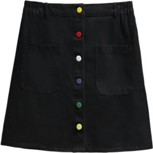 EUUDROBY skirt Spring Summer Plus Size Denim Skirt For Women Large Loose Casual Elastic Waist Retro Mini Skirts Blue Black 2xl 3xl 4xl 5xl 6xl-black-6xl