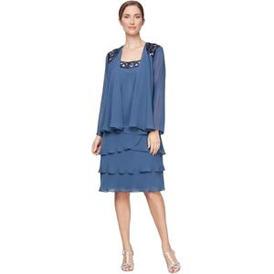 S.L. Fashions Women's Mother of The Bride Jacket Dress with Sequined Cut Out Shoulder, (Petite and Regular Sizes) Special Occasion, Wedgewood, 22 S.L. Fashions Women's Mother of The Bride Jacket Dress with Sequined Cut Out Shoulder, (Petite and Regular Sizes) Special Occasion, Wedgewood, 22