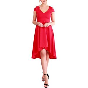 Fashion Star Womens Cold Cut Shoulder Hilo Midi Skater Dress Red Medium (UK 10)