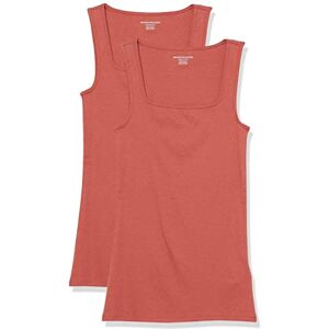 Amazon Essentials Women's Slim-Fit Square Neck Tank Top, Pack of 2, Brick Red, M Amazon Essentials Women's Slim-Fit Square Neck Tank Top, Pack of 2, Brick Red, M