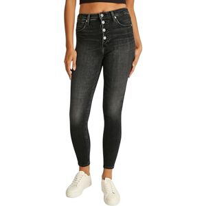 Calvin Klein Women’s High Rise Super Skinny Ankle Grazer Jeans with Button Placket, Black (Denim Black), 34W Calvin Klein Women’s High Rise Super Skinny Ankle Grazer Jeans with Button Placket, Black (Denim Black), 34W
