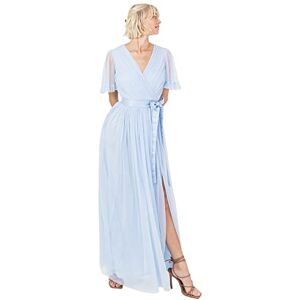 Anaya with Love Ladies Maxi Dress for Women V Neckline Short Sleeve Frilly Long Empire Waist for Wedding Guest Bridesmaid Maid of Honour Light Blue Size 12 Anaya with Love Ladies Maxi Dress for Women V Neckline Short Sleeve Frilly Long Empire Waist for Wedding Guest Bridesmaid Maid of Honour Light Blue Size 12