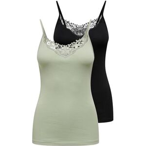 ONLY Women's Onlkira Life Lace Singlet 2pack Noos Tank Top, Desert Sage/Pack: Desert Sage/Black, S UK ONLY Women's Onlkira Life Lace Singlet 2pack Noos Tank Top, Desert Sage/Pack: Desert Sage/Black, S UK