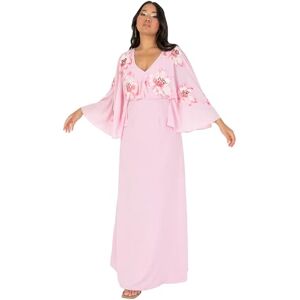 Maya Deluxe Women's Maxi Dress Ladies V-Neck Long Cape Sleeve Floral Sequin Embellished A-line for Wedding Guest Evening Occasion, Cherry Blossom, 20 Maya Deluxe Women's Maxi Dress Ladies V-Neck Long Cape Sleeve Floral Sequin Embellished A-line for Wedding Guest Evening Occasion, Cherry Blossom, 20