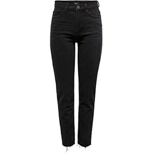 ONLY Women's Onlemily Hw St Raw Ankle Mae004 Noos Straight Straight Jeans, Black Denim, 26/L34 (Manufacturer Size: 26/L34) ONLY Women's Onlemily Hw St Raw Ankle Mae004 Noos Straight Straight Jeans, Black Denim, 26/L34 (Manufacturer Size: 26/L34)