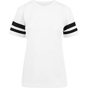 Build Your Brand Women's Mesh Stripe Tee T-Shirt, Womens, T-Shirt, BY033-00224-0046, White/Black, M
