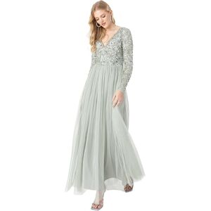 Maya Deluxe Women's Ladies Maxi Dress Long Sleeves V Neckline Plunging Sequin Embellished for Wedding Guest Bridesmaid Prom, Line, 22 Maya Deluxe Women's Ladies Maxi Dress Long Sleeves V Neckline Plunging Sequin Embellished for Wedding Guest Bridesmaid Prom, Line, 22