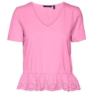 VERO MODA Women's Vmemily Ss Peplum V-Neck top JRS, Bonbon, Large VERO MODA Women's Vmemily Ss Peplum V-Neck top JRS, Bonbon, Large