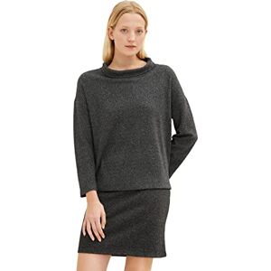 TOM TAILOR Women's 1034523 Sweatshirt, 30935 Black White Structure Design, XXL TOM TAILOR Women's 1034523 Sweatshirt, 30935 Black White Structure Design, XXL