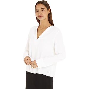 Tommy Hilfiger Women's Viscose Crepe V-Neck Elegant Blouse, Beige (Ancient White), 34 Tommy Hilfiger Women's Viscose Crepe V-Neck Elegant Blouse, Beige (Ancient White), 34