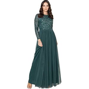 Maya Deluxe Women's Maya Embellished Long Sleeve Maxi Dress Bridesmaid, Emerald, 12 Maya Deluxe Women's Maya Embellished Long Sleeve Maxi Dress Bridesmaid, Emerald, 12