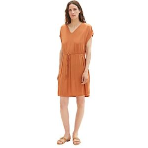 TOM TAILOR Women's Dress with Structure and Tie Belt, 31650 Terracotta Brown, 6 TOM TAILOR Women's Dress with Structure and Tie Belt, 31650 Terracotta Brown, 6