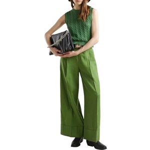 Benetton Model S Military Green Linen Palazzo Trousers - Palazzo Trousers Benetton Model S Military Green Linen Palazzo Trousers - Palazzo Trousers