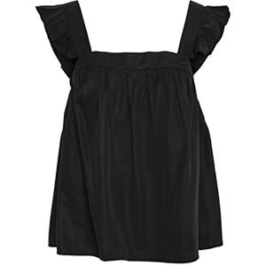VERO MODA Women's VMHARPER SL Frill Short TOP Vest, Black, L VERO MODA Women's VMHARPER SL Frill Short TOP Vest, Black, L