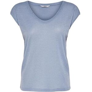 ONLY Women's onlSILVERY S/S V Neck Lurex TOP JRS NOOS T-Shirt, Blue (Halogen Blue), S ONLY Women's onlSILVERY S/S V Neck Lurex TOP JRS NOOS T-Shirt, Blue (Halogen Blue), S