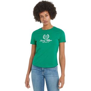 Tommy Hilfiger Women's Slim Flag Script Tee Ss Ww0ww41761 S/S Knit Tops, Green (Olympic Green), XXS Tommy Hilfiger Women's Slim Flag Script Tee Ss Ww0ww41761 S/S Knit Tops, Green (Olympic Green), XXS