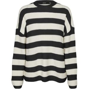 VERO MODA Women's Vmnatahlie LS O-Neck Pullover Ga Noos Sweater, Black/Detail:Small Stripes Birch, XL VERO MODA Women's Vmnatahlie LS O-Neck Pullover Ga Noos Sweater, Black/Detail:Small Stripes Birch, XL