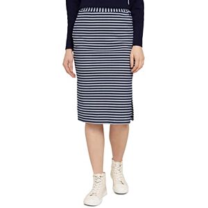TOM TAILOR Women's 1030359 Midi Skirt, 29275-Navy White Structure Stripe, 34 TOM TAILOR Women's 1030359 Midi Skirt, 29275-Navy White Structure Stripe, 34