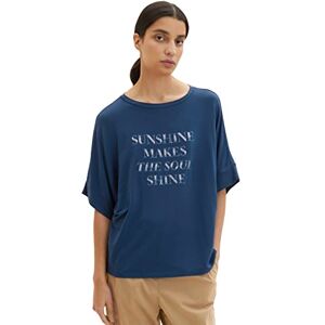 TOM TAILOR Women's 1036769 T-Shirt with Lettering, 11758 Midnight Sail, Large TOM TAILOR Women's 1036769 T-Shirt with Lettering, 11758 Midnight Sail, Large