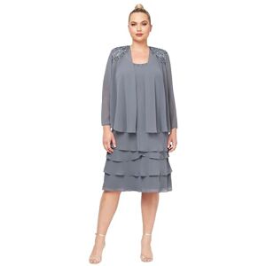 S.L. Fashions Women's Plus Size Two Piece Embellished Jacket Dress Special Occasion, Steel, 20 More S.L. Fashions Women's Plus Size Two Piece Embellished Jacket Dress Special Occasion, Steel, 20 More