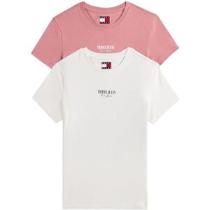 Tommy Jeans Women's Tjw 2Pack Essential Logo 2 Tee Dw0Dw21746 S/S T-Shirt, Multi (Ecru/Tahiti Berry), XS Tommy Jeans Women's Tjw 2Pack Essential Logo 2 Tee Dw0Dw21746 S/S T-Shirt, Multi (Ecru/Tahiti Berry), XS