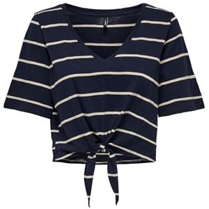 ONLY Onlsummer S/S V-Neck Knot Top JRS, Blazer Navy, M ONLY Onlsummer S/S V-Neck Knot Top JRS, Blazer Navy, M
