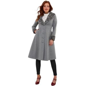 Joe Browns Women's Fashion Animal Print Faux Fur Trim Long Coat, Slim Fit, Grey, UK 8 Joe Browns Women's Fashion Animal Print Faux Fur Trim Long Coat, Slim Fit, Grey, UK 8