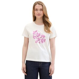 TOM TAILOR Women's 1040544 Basic T-Shirt with Print, 15221-Offwhite, M TOM TAILOR Women's 1040544 Basic T-Shirt with Print, 15221-Offwhite, M