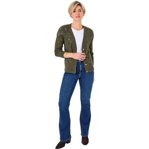 Joe Browns Women's Autumnal Pointelle Knit Cardigan, Regular, Green, UK 16 Joe Browns Women's Autumnal Pointelle Knit Cardigan, Regular, Green, UK 16