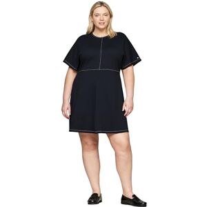 Tommy Hilfiger Women's Curve Global Stitch Round Neck Dress, Blue (Desert Sky), 18 Tommy Hilfiger Women's Curve Global Stitch Round Neck Dress, Blue (Desert Sky), 18