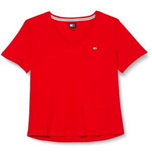 Tommy Jeans Women Short-sleeve T-shirt Slim V-neck, Red (White / Red), XS Tommy Jeans Women Short-sleeve T-shirt Slim V-neck, Red (White / Red), XS