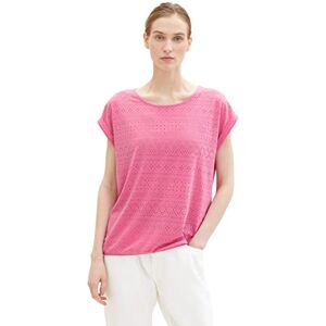 TOM TAILOR Women's 1037402 T-Shirt with Structure, 31647-Nouveau Pink, L TOM TAILOR Women's 1037402 T-Shirt with Structure, 31647-Nouveau Pink, L