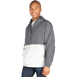Charles River Apparel Unisex's Pack-N-Go Wind & Water-Resistant Pullover (Reg/Ext Sizes) Rain Jacket, Grey/White, Large Charles River Apparel Unisex's Pack-N-Go Wind & Water-Resistant Pullover (Reg/Ext Sizes) Rain Jacket, Grey/White, Large