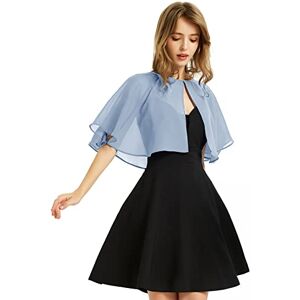 BUCUXE XinQi Women's Soft Chiffon Shawl Wraps Shrug for Evening Dress Wedding Cape Bolero Flapper Cover Up, Blue, One Size BUCUXE XinQi Women's Soft Chiffon Shawl Wraps Shrug for Evening Dress Wedding Cape Bolero Flapper Cover Up, Blue, One Size