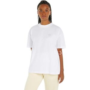 Calvin Klein Jeans Women CK Embro Badge Boyfriend Tee S/S Knit Tops White, S Calvin Klein Jeans Women CK Embro Badge Boyfriend Tee S/S Knit Tops White, S