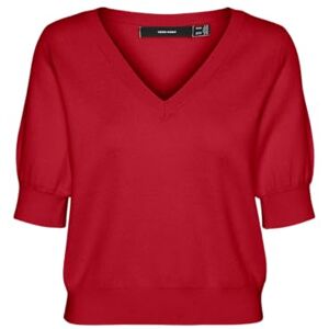 VERO MODA Women's Vmgold 2/4 V-Neck Pullover Ga Knitted Jumper, Salsa, M VERO MODA Women's Vmgold 2/4 V-Neck Pullover Ga Knitted Jumper, Salsa, M