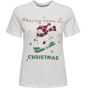 ONLY Women's Onlxmas Life Yrsa Christmas S/S Top JRS T-Shirt, Cloud Dancer/Print:Skiing Snowman, M ONLY Women's Onlxmas Life Yrsa Christmas S/S Top JRS T-Shirt, Cloud Dancer/Print:Skiing Snowman, M