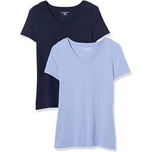Amazon Essentials Women's Regular-Fit Short-Sleeve V-Neck T-Shirt, Pack of 2, Purple/Navy, XS Amazon Essentials Women's Regular-Fit Short-Sleeve V-Neck T-Shirt, Pack of 2, Purple/Navy, XS