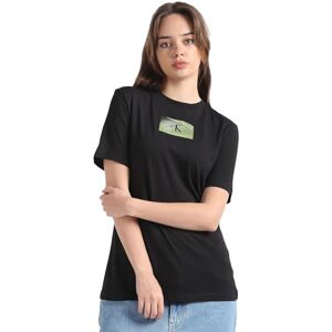 Calvin Klein Jeans Women Illuminated Box Logo Slim Tee S/S T-Shirts Black, S Calvin Klein Jeans Women Illuminated Box Logo Slim Tee S/S T-Shirts Black, S