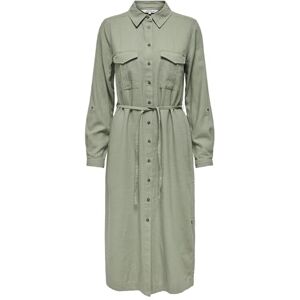 ONLY Women's ONLCARO LS Linen BL L Shirt Dress CC PNT, Oil Green, XS ONLY Women's ONLCARO LS Linen BL L Shirt Dress CC PNT, Oil Green, XS