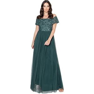 Maya Deluxe Women's Ladies Bardot Dress Maxi Embellished Hight Empire Waist Sleeveless Tulle for Wedding Guest Prom Graduation Bridesmaid, Emerald Green, 14 Maya Deluxe Women's Ladies Bardot Dress Maxi Embellished Hight Empire Waist Sleeveless Tulle for Wedding Guest Prom Graduation Bridesmaid, Emerald Green, 14